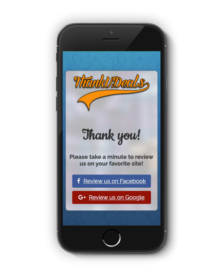 ThankU.Deals review request on a phone